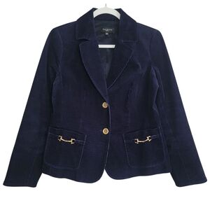 Talbots Dark Blue Notch‎ Lapel Corduroy Jackets Size Size 8